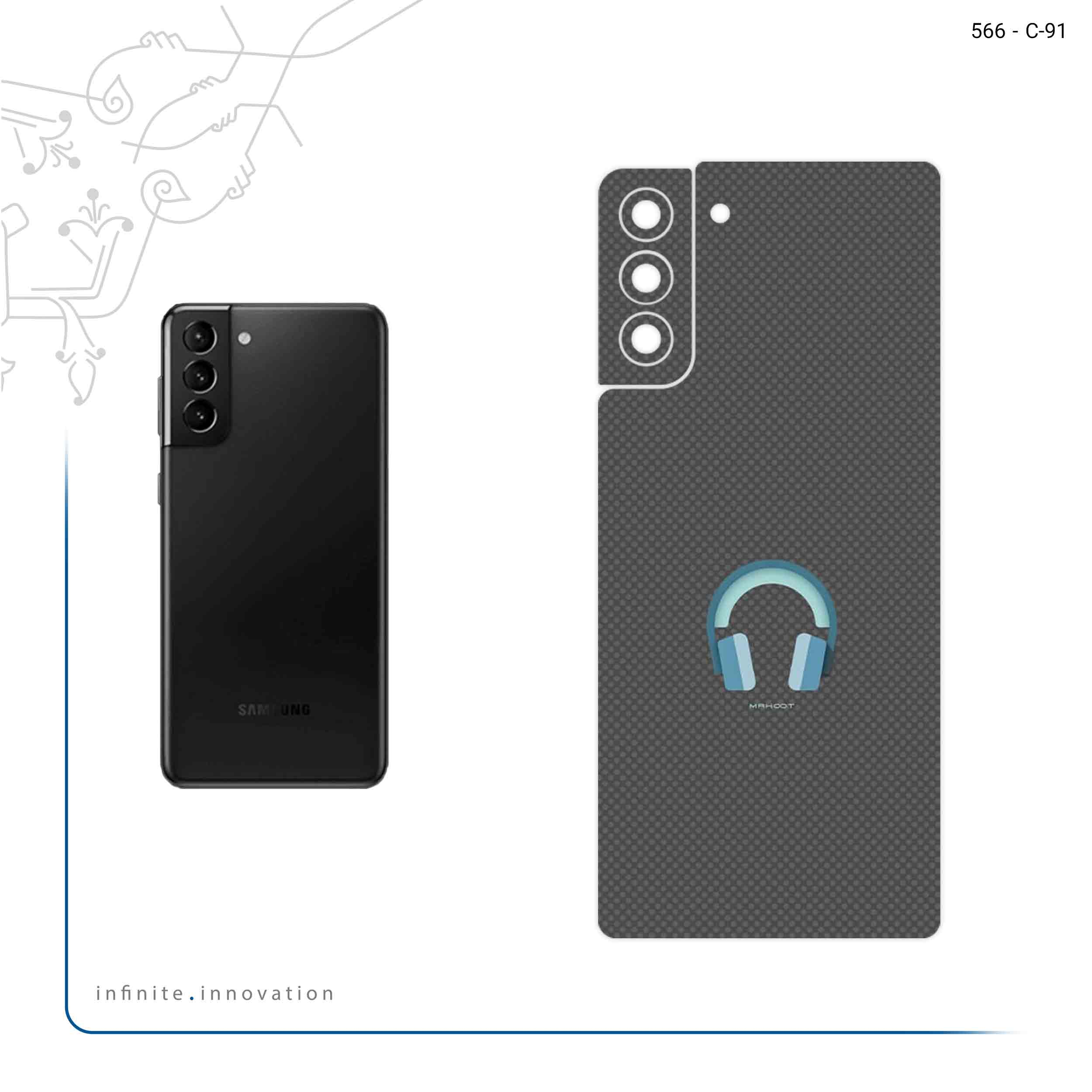 برچسب پوششی ماهوت مدل Minimal Headphone Icon مناسب برای گوشی موبایل سامسونگ Galaxy S21 Plus 5G