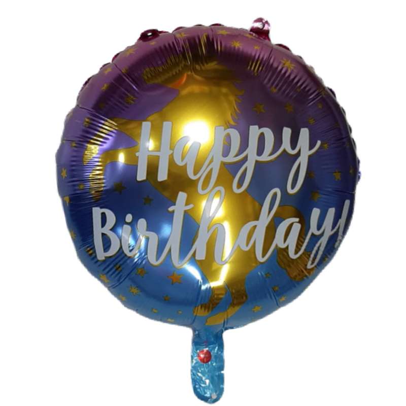 بادکنک فویلی طرح اسب تک شاخ مدل happybirthday