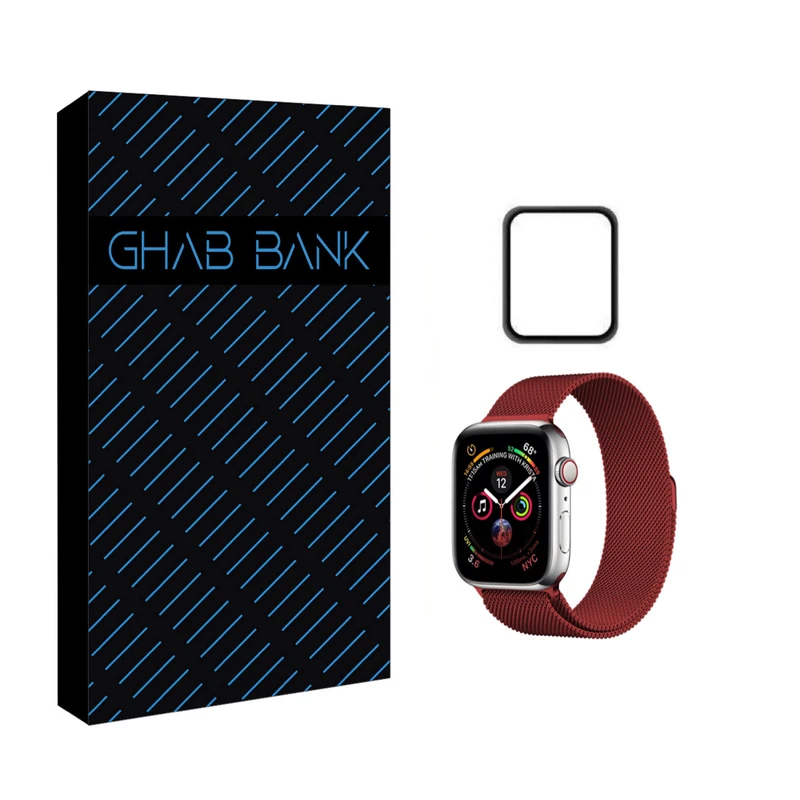 بند میلانس قاب بانک مدل milanes مناسب برای اپل واچ سری 6 سایز 40 میلی متری به همراه محافظ صفحه نمایش 
