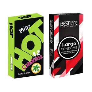 کاندوم بست لایف مدل Largo بسته 12 عددی به همراه کاندوم هات مدل Mint بسته 12 عددی