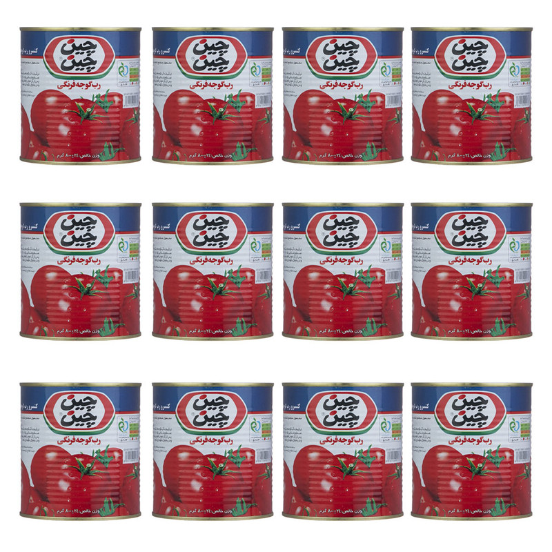 رب گوجه فرنگی چین چین - 800 گرم بسته 12عددی