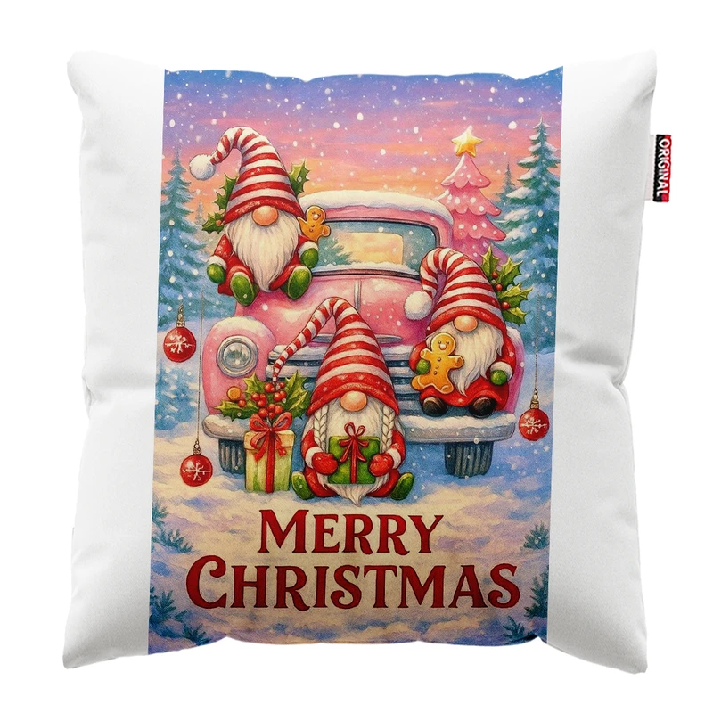 کوسن پاد آفرین مدل کریسمس طرح بابانوئل کاج گوزن آدم برفی کد PK402564 سایز 40*40 سانتی متر