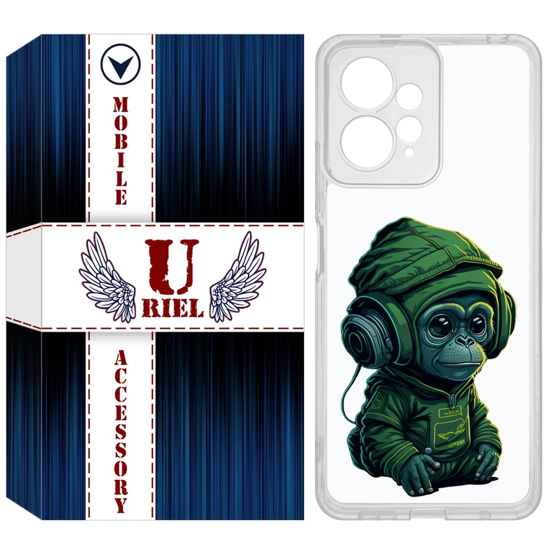 کاور یوریل مدل Clear کد 45 طرح میمون سبز مناسب برای گوشی موبایل شیائومی Redmi Note 12 4G
