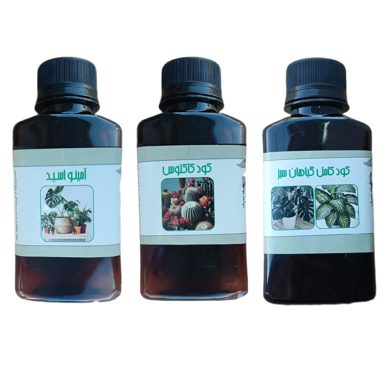 کود مایع امینو اسید و کود کامل گیاهان سبز و کود کاکتوس مدل life drop حجم 110 میلی لیتر بسته 3 عددی