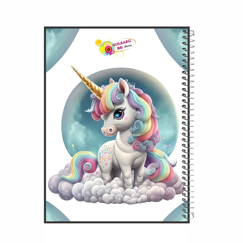 دفتر مشق 80 برگ گلبرگ مدل یونیکورن کد 10057