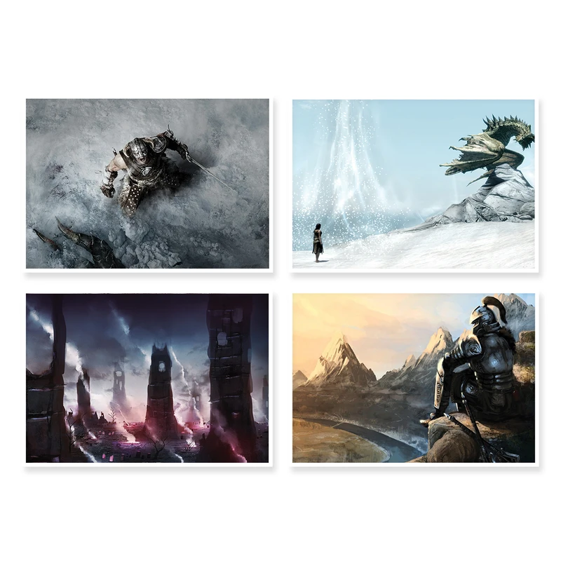 پوستر طرح بازی Skyrim کد A-1675 مجموعه 4 عددی