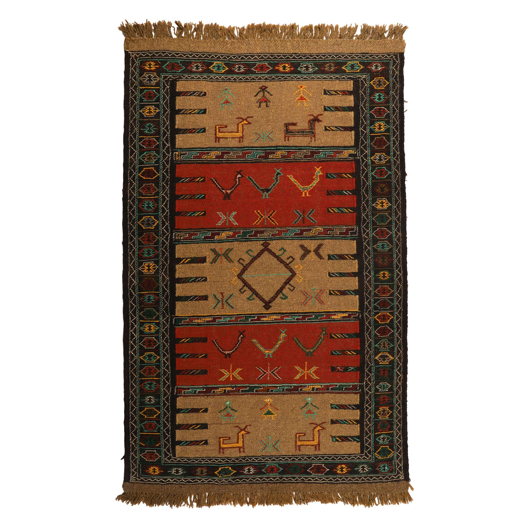 گلیم دستبافت دومتری طرح سفره کردی کد 140452