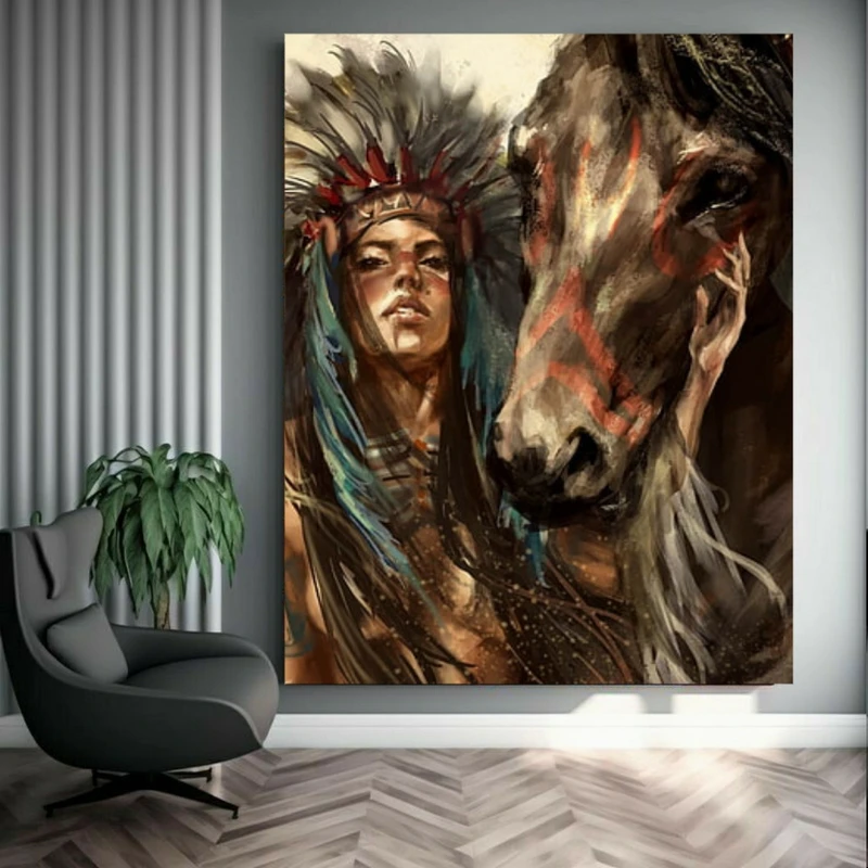 پوستر پارچه ای طرح مخمل سرخپوست مدل اسب کد FP105688