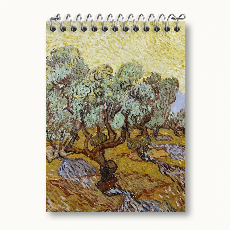 دفتر یادداشت 50 برگ خندالو مدل زبان درختان زیتون اثر ونسان ونگوگ کد 25444