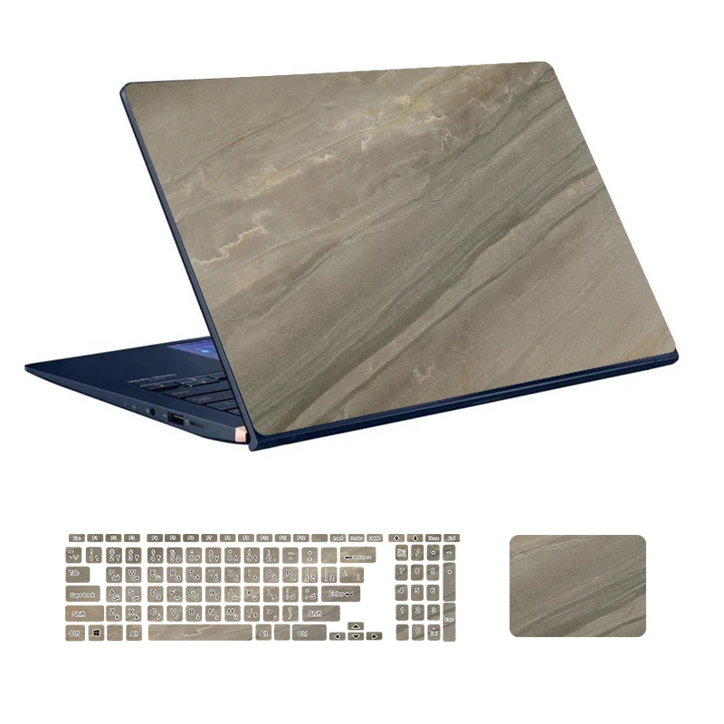  استیکر لپ تاپ توییجین و موییجین طرح Marble کد 83 مناسب برای لپ تاپ 15.6 اینچ به همراه برچسب حروف فارسی کیبورد 