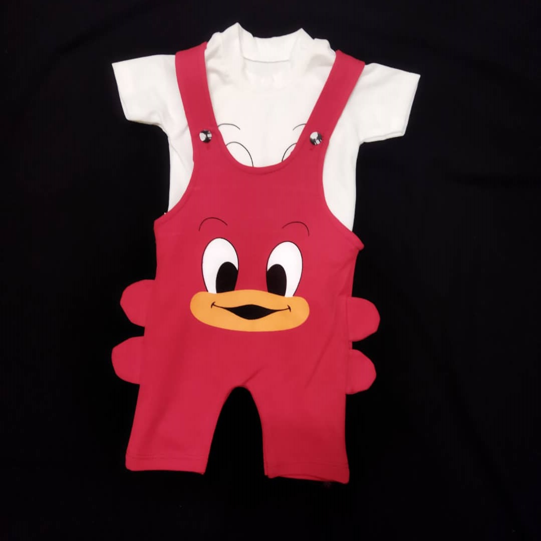 ست سرهمی و تی شرت نوزاد طرح اردک مدل O002