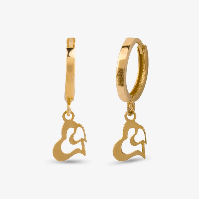 گوشواره حلقه‌ای طلا 18 عیار زنانه گالری طلا و جواهر هانی مدل 70093