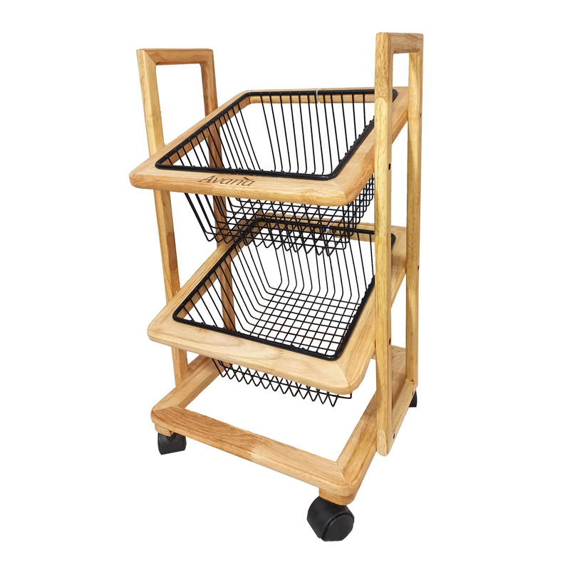 سبد سیب زمینی و پیاز مدل دو طبقه چوبی