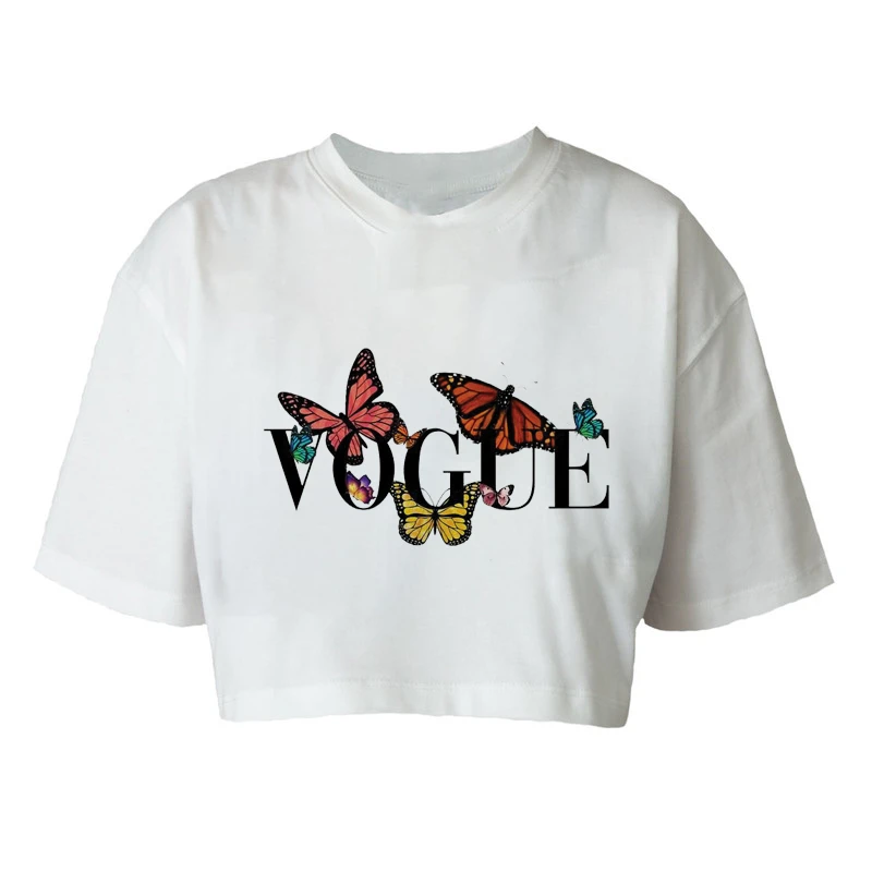 کراپ‌ تی‌شرت آستین کوتاه زنانه مدل C644 طرح نوشته