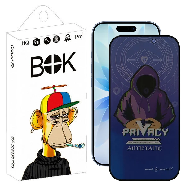 محافظ صفحه نمایش حریم شخصی بوک مدل Antistatic View مناسب برای گوشی موبایل اپل iPhone 17 Pro