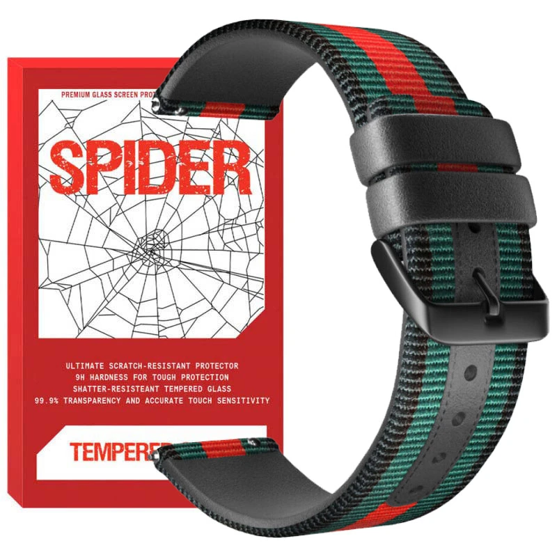 بند اسپایدر مدل Leather Nylon مناسب برای ساعت هوشمند هوآوی Watch GT/2/2e/2 Pro/3/3 Pro سایز 46 میلی متری