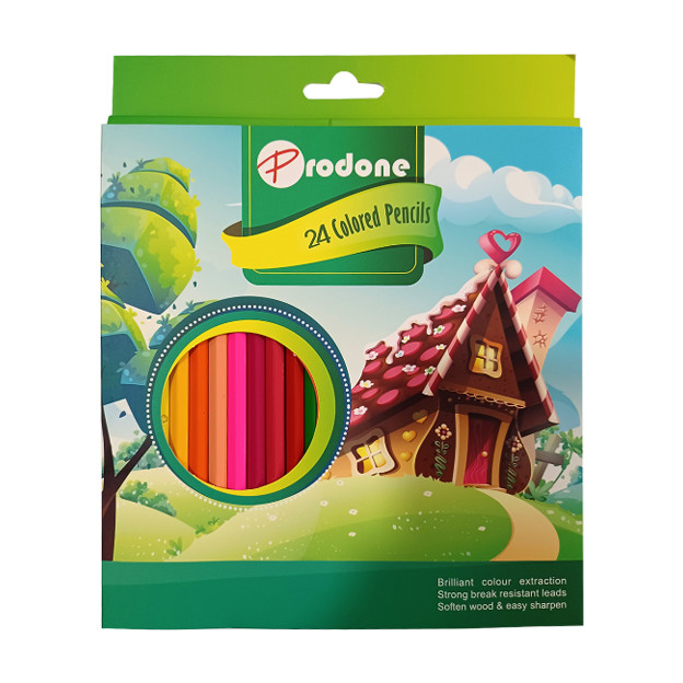 مداد رنگی 24 رنگ پرودون طرح کلبه