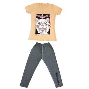 ست تی شرت و شلوار دخترانه مدل DPK02