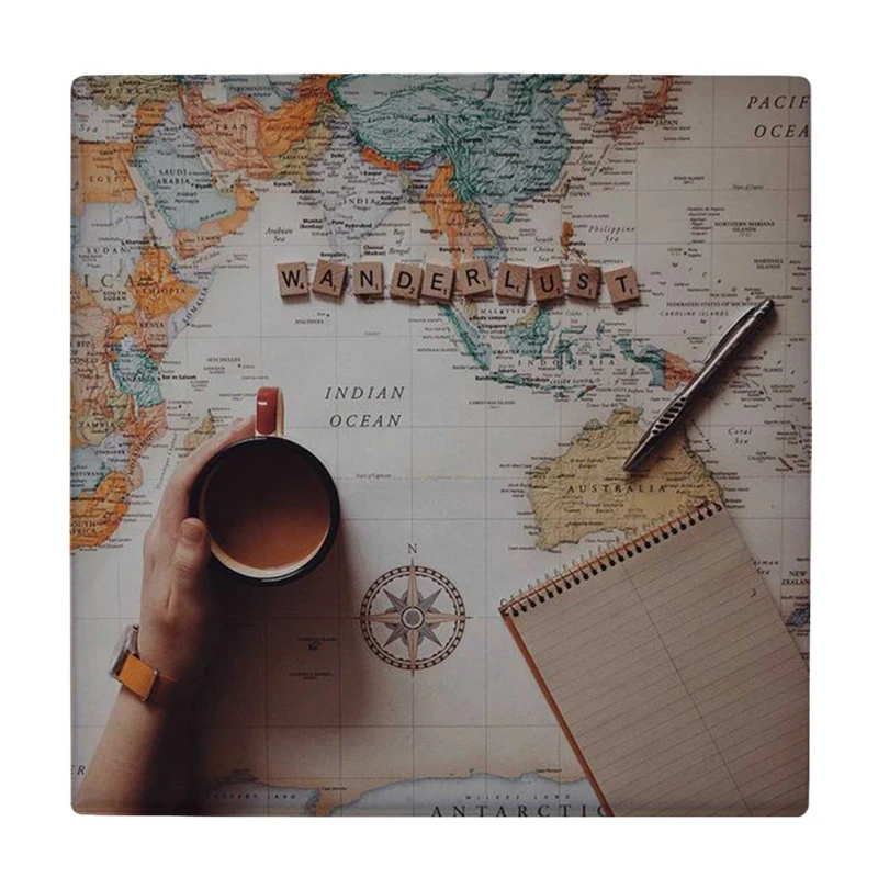 زیر لیوانی طرح فنجان قهوه و نقشه جهان کد    4018467_2398