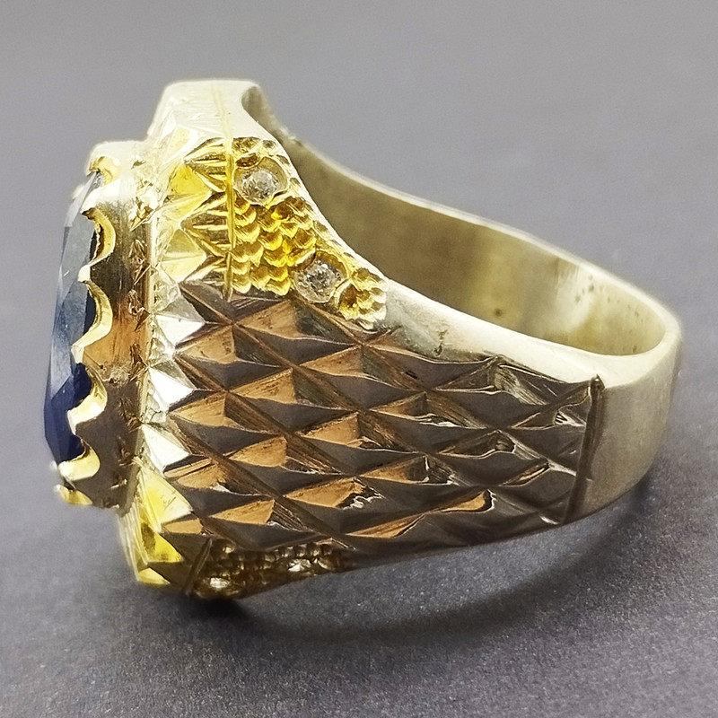 انگشتر نقره مردانه سلین کالا مدل یاقوت کبود اصل