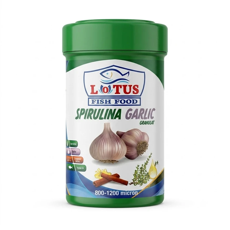 غذای ماهی لوتوس مدل Spirulina Garlic وزن 40 گرم