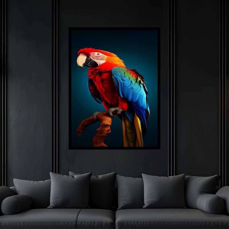 تابلو بکلیت طرح دکوری دکوراتیو فانتزی حیوانات پرنده طوطی  مدل B-bu6026 فریم مشکی