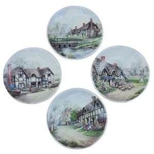 بشقاب طرح کلبه و مزرعه مجموعه 4 عددی