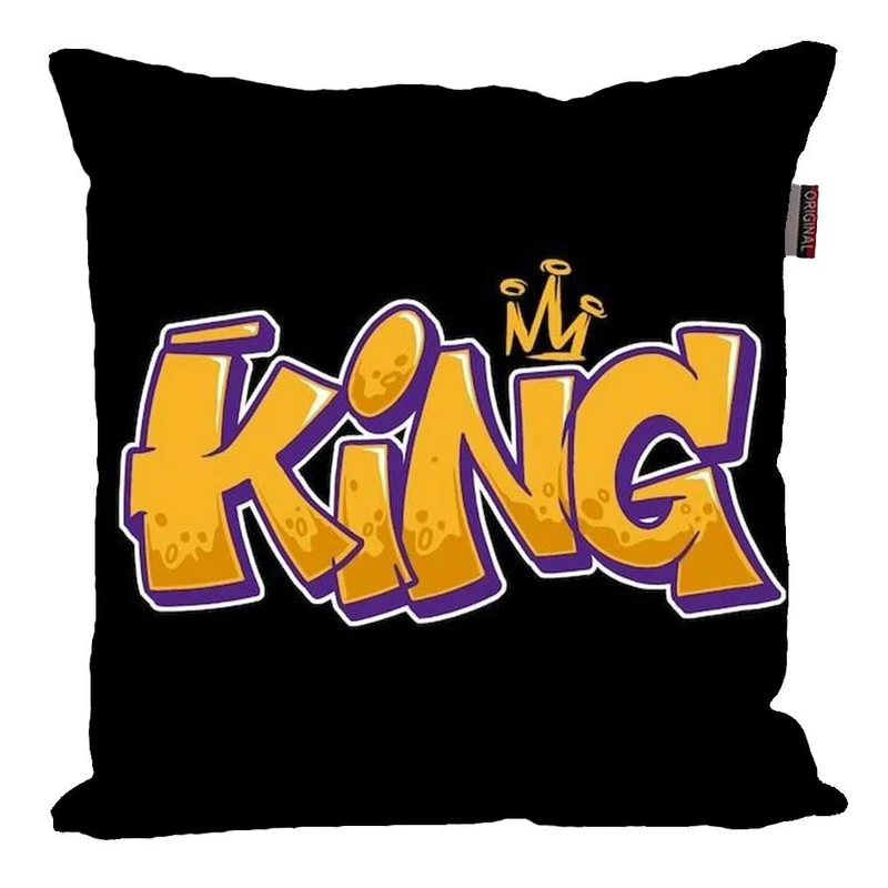 کوسن پاد آفرین مدل فانتزی طرح گرافیتی متن دار king کینگ کد p1128