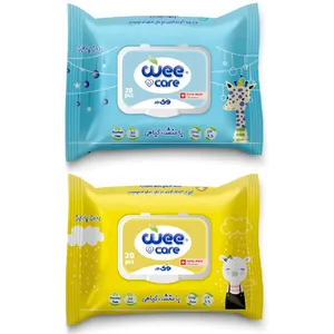 دستمال مرطوب کودک وی کر مدل روغن آرگان و روغن پنبه دانه 2 بسته 20 عددی