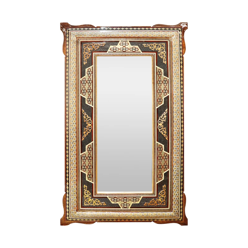 آینه خاتم کاری چوبی صنایع دستی فاخر کد 74p44in4919-e140