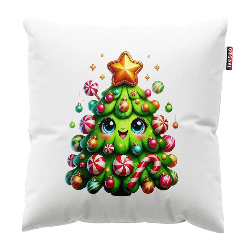 کوسن پاد آفرین مدل کریسمس طرح بابانوئل کاج گوزن آدم برفی کد PK402488 سایز 40*40 سانتی متر