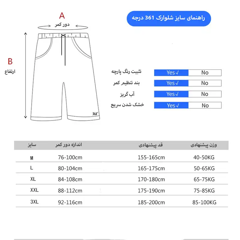 شلوارک ورزشی مردانه 361 درجه مدل 652214725