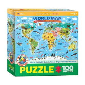 پازل 100 تکه یوروگرافیکس پازلز مدل Illustrated Map of the World كد 5554-6100