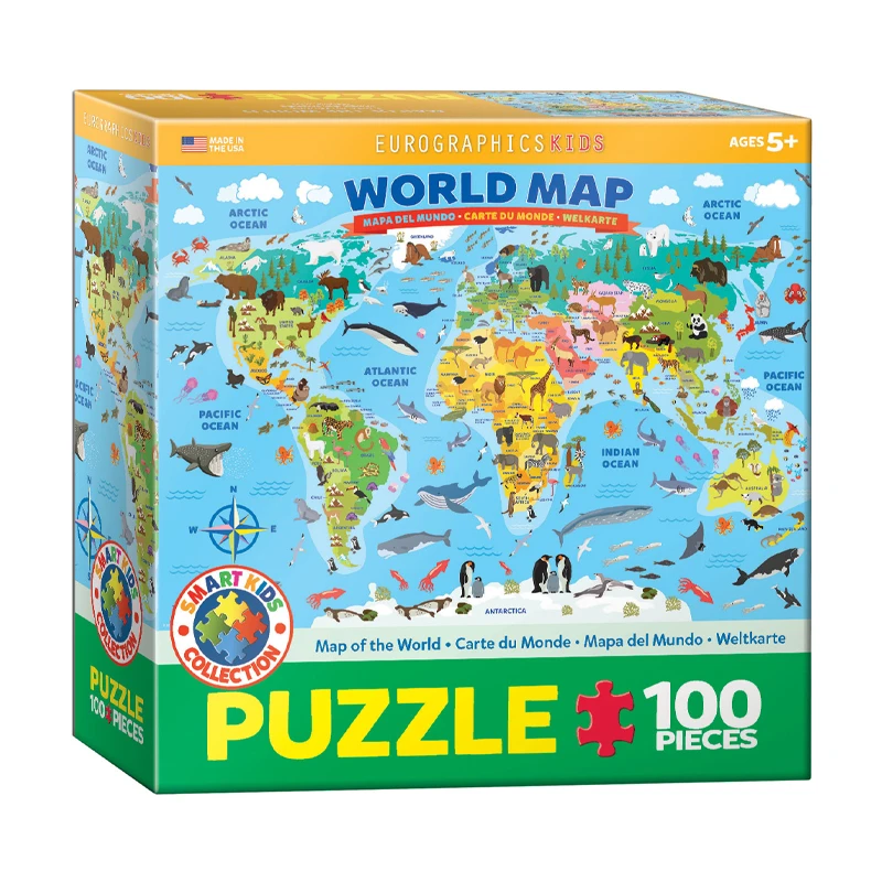 پازل 100 تکه یوروگرافیکس پازلز مدل Illustrated Map of the World كد 5554-6100