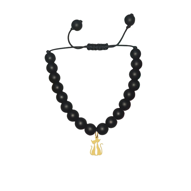 دستبند مهره ای زنانه هایکا مدل گربه کد bd.h 235