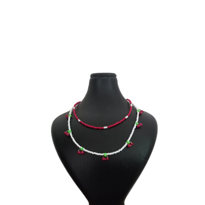 گردنبند دست ساز زنانه مدل گیلاس بسته 2 عددی