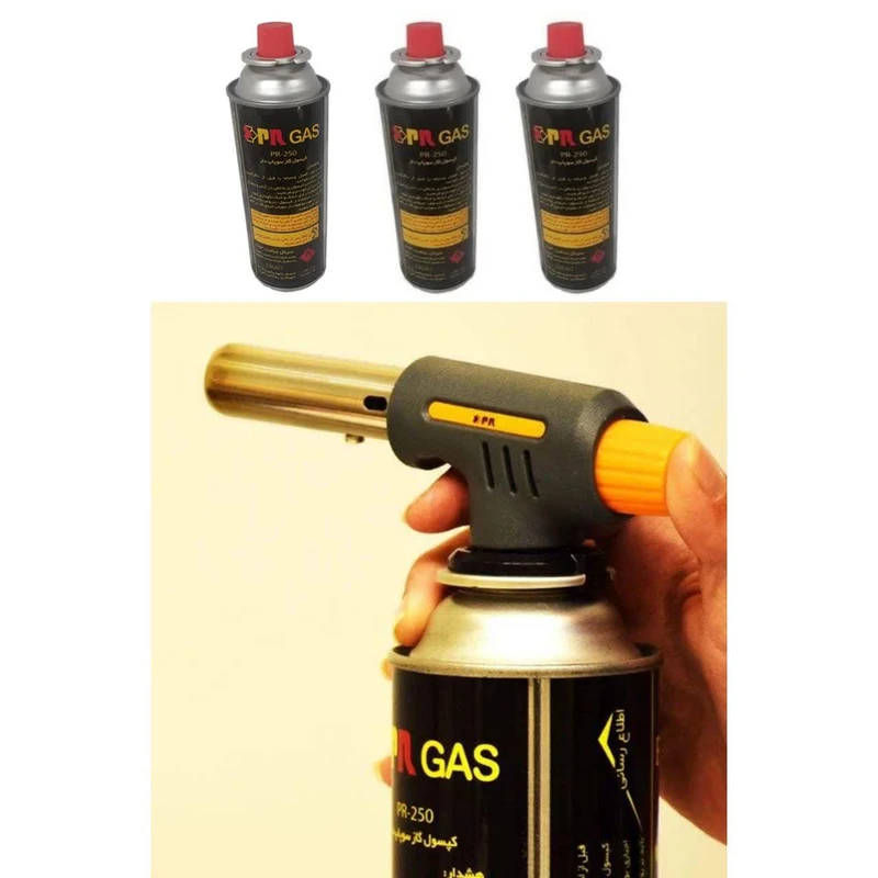 عکس شماره 4 : سرپیک شعله افکن پی آر مدل ns10 به همراه 4 کپسول گاز