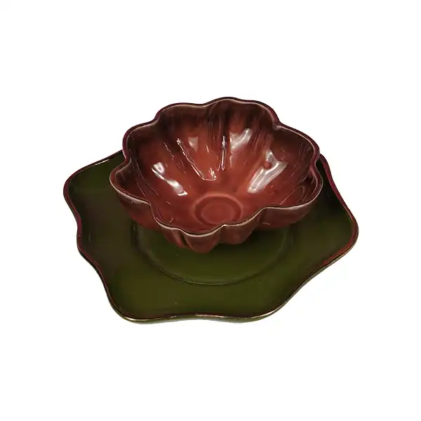 ست کاسه و  بشقاب سرامیکی مدل شقایق