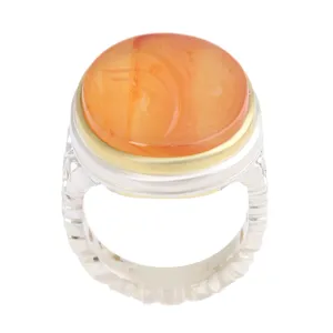 انگشتر نقره مردانه مدل سنگ عقیق یمانی کد AM_2504