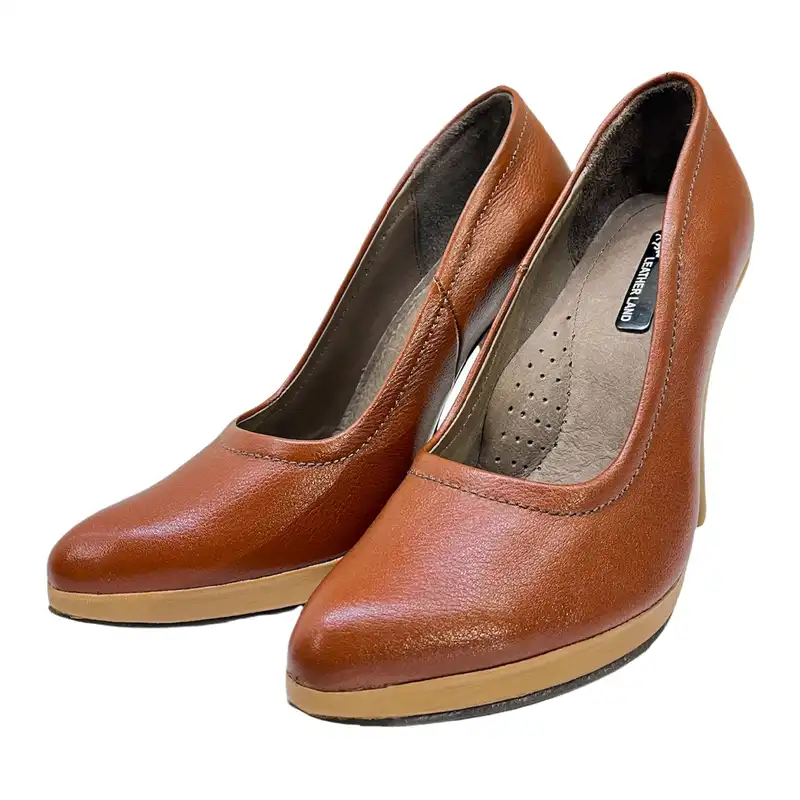 کفش زنانه سرزمین چرم مدل کد 1251 رنگ عسلی