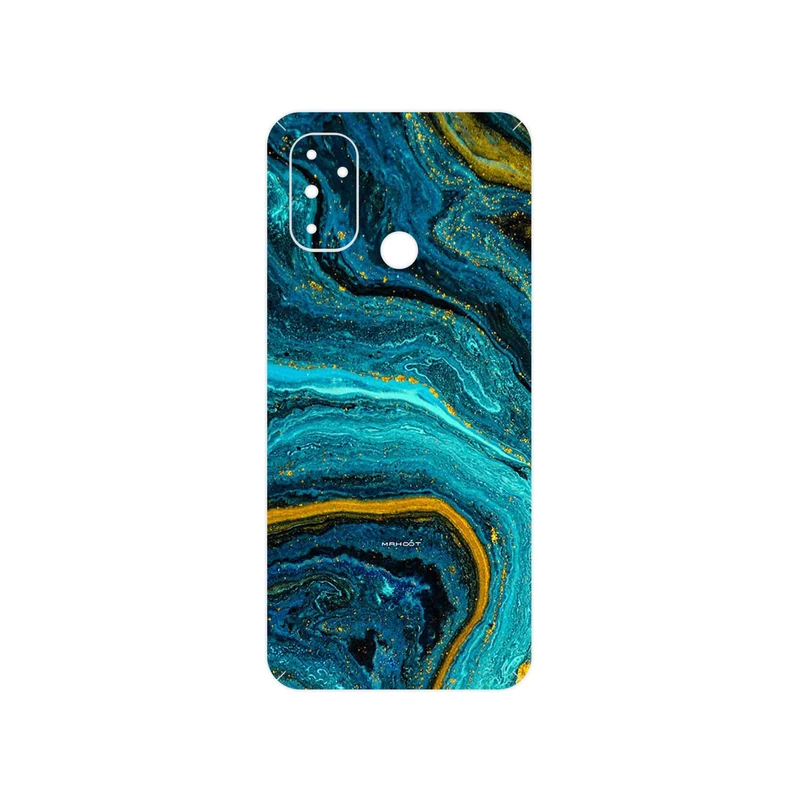 برچسب پوششی ماهوت مدل Turquoise marblewith golden streaks مناسب برای گوشی موبایل وان پلاس Nord N100