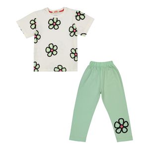 ست تی شرت و شلوار دخترانه مادر مدل Rebecca رنگ پسته ای