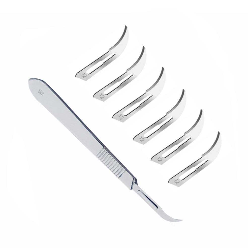 دسته تیغ جراحی مدل SKKJQWRT002369 شماره 3 به همراه تیغ استرریل مدل SKJHP002364  مجموعه 7 عددی