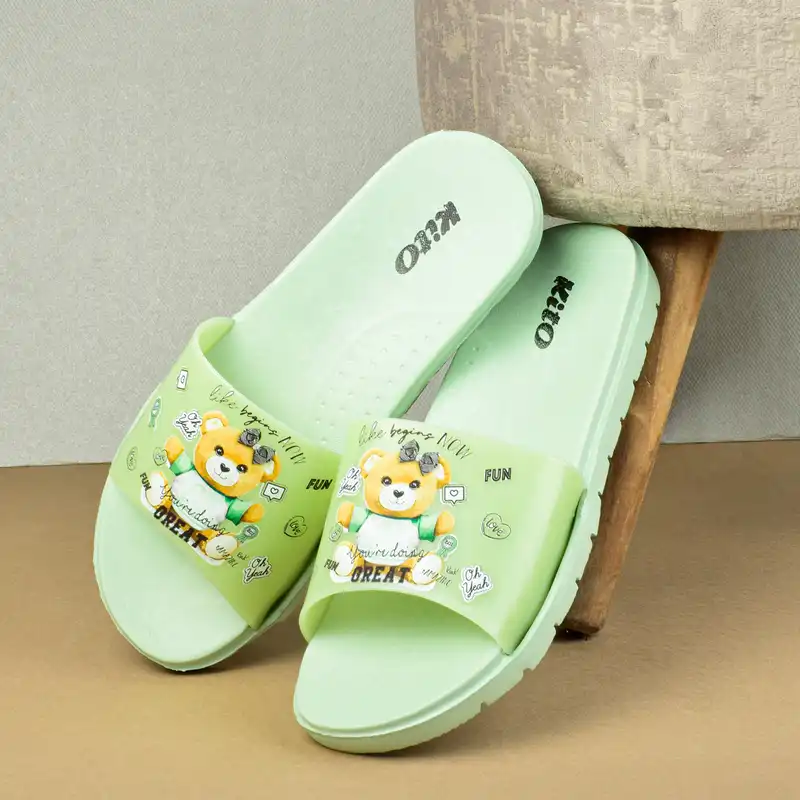 دمپایی زنانه کیتو مدل FUNNY TEDY BEAR GRN.4004