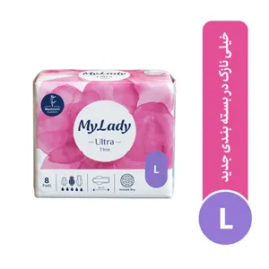 نوار بهداشتی بالدار نازک روز و شب مای لیدی مدل Instant Dry سایز بزرگ بسته 8 عددی