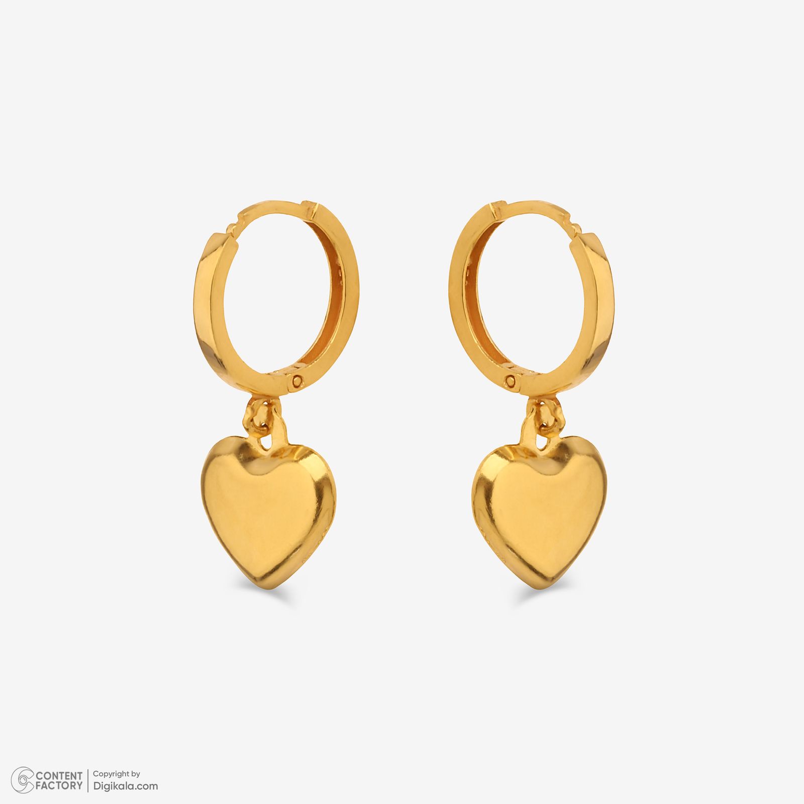 گوشواره حلقه‌ای طلا کم اجرت  18 عیار زنانه نگین مدل 117 -  - 2