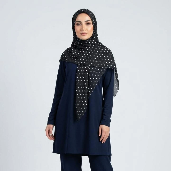 روسری زنانه مدل نخی خال خالی تابستانه خنک کد a-2315