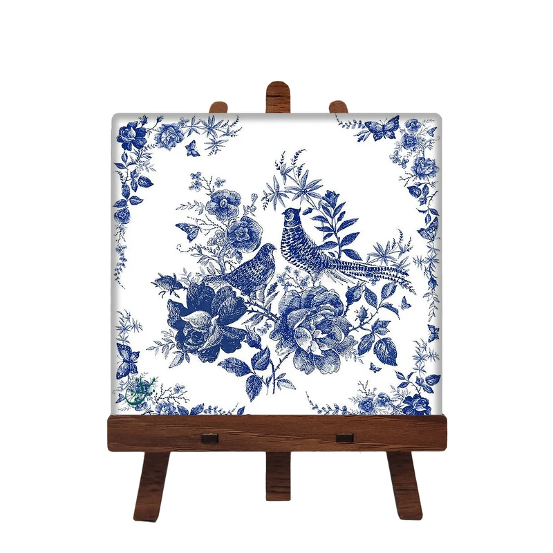 کاشی مبین ایده مدل گل و مرغ ch10 کد 1522 به همراه پایه