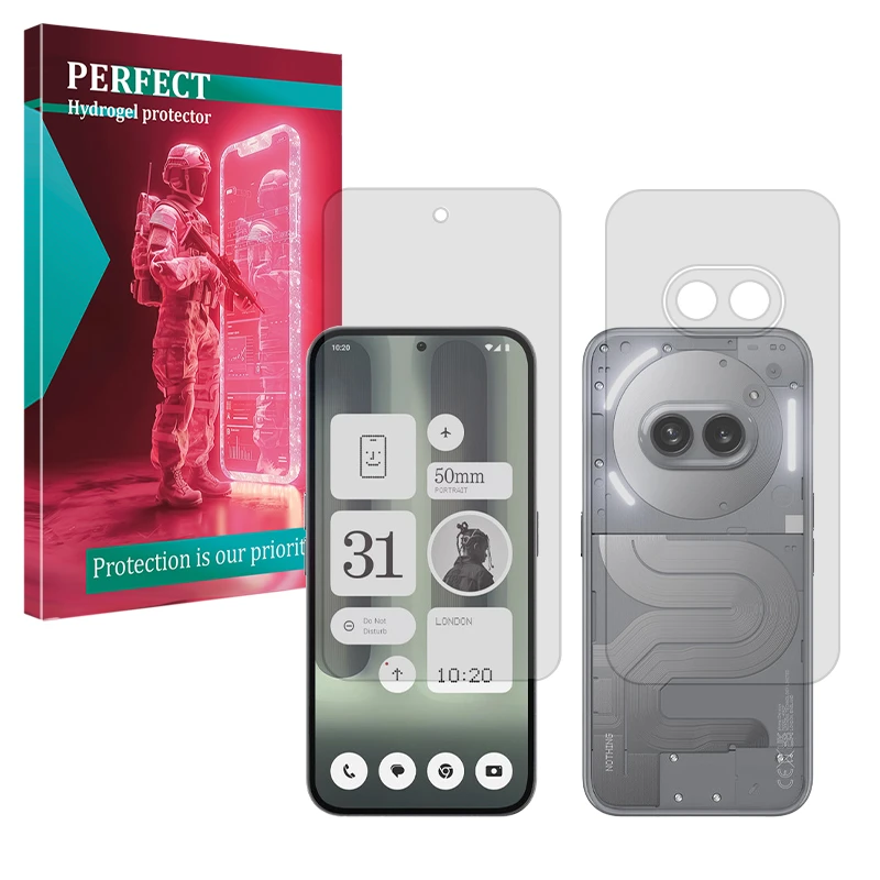 محافظ صفحه نمایش شفاف پرفکت مدل Tough مناسب برای گوشی موبایل ناتینگ Phone 2a Plus به همراه محافظ پشت گوشی