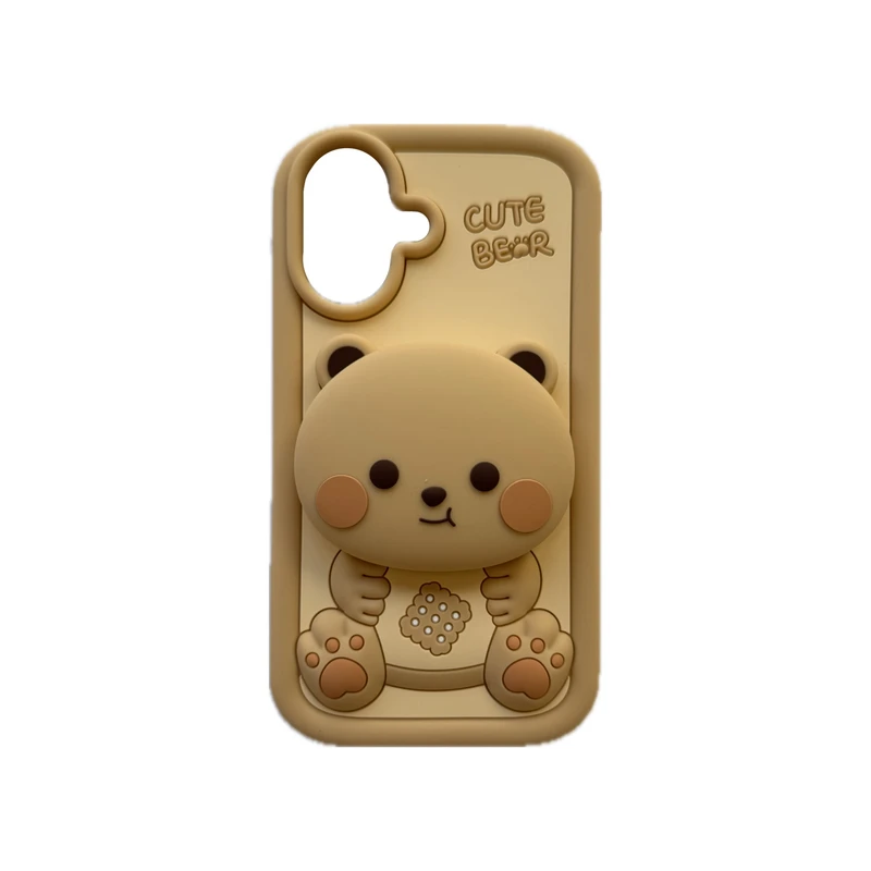 کاور مدل سیلیکونی طرح تدی خرس پاپ سوکتی کد Bear81 مناسب برای گوشی موبایل اپل iPhone 16
